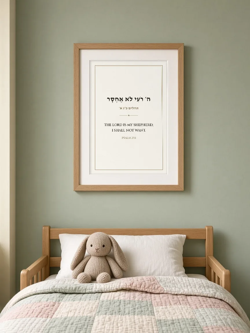 Framed bilingual print of Psalm 23:1